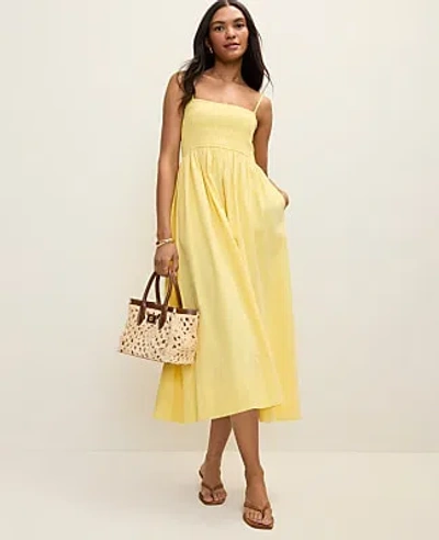 Ann Taylor Weekend Smocked Midi Dress In Yellow