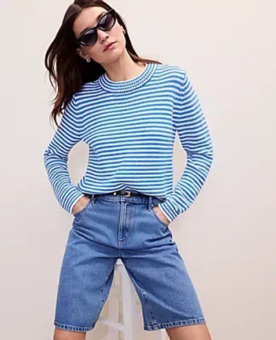 Ann Taylor Weekend Striped Crew Neck Sweater