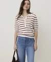 Ann Taylor Weekend Striped Henley Sweater In White Multi