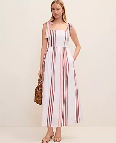Ann Taylor Weekend Striped Tie Strap Midi Dress In Multi