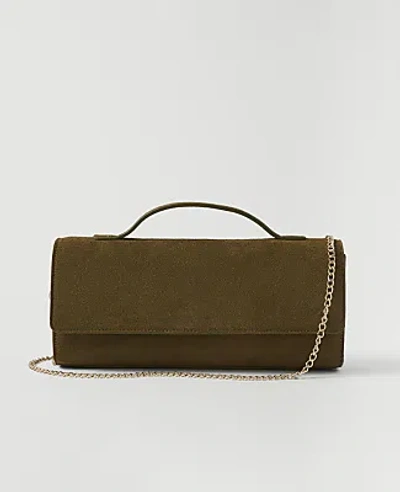 Ann Taylor Weekend Suede Folded Clutch In Olive Sprig
