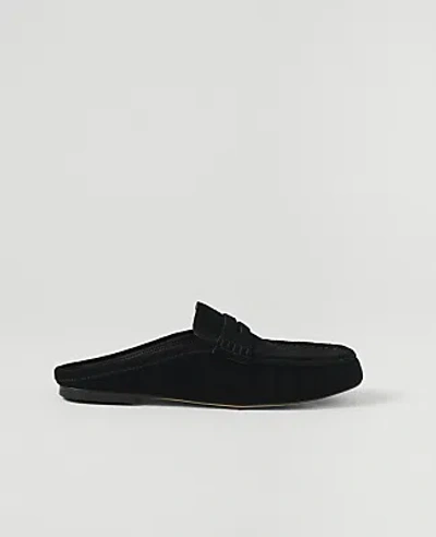 Ann Taylor Weekend Suede Loafer Slide In Black