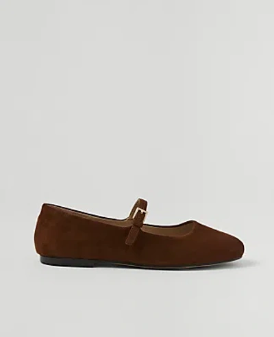 Ann Taylor Weekend Suede Mary Jane Flat In Brown