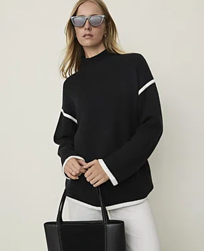 Ann Taylor Weekend Tipped Turtleneck Sweater In Black