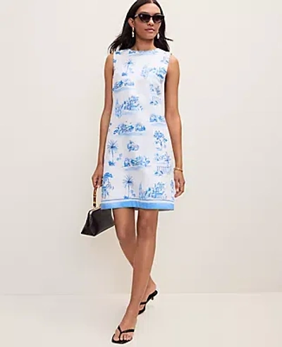 Ann Taylor Weekend Toile Linen Blend Shift Dress