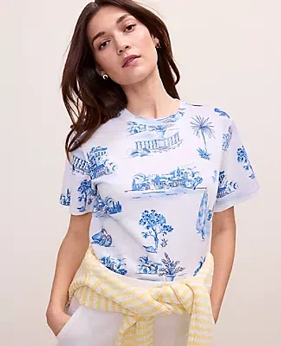 Ann Taylor Weekend Toile Relaxed Tee In White