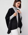 Ann Taylor Whipstitch Open Poncho In Black