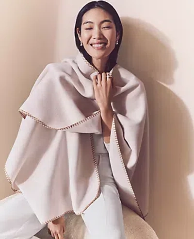 Ann Taylor Whipstitch Open Poncho In Cafe Au Lait