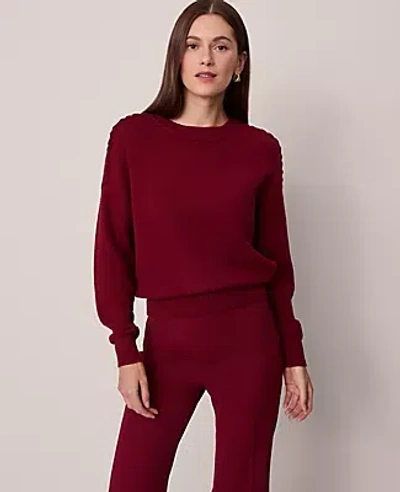 Ann Taylor Whipstitch Sweater In Burgundy
