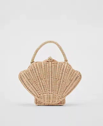 Ann Taylor Wicker Shell Clutch Bag In Natural