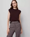 Ann Taylor Wide Shoulder Mock Neck Sweater Shell Top