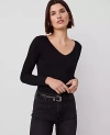 Ann Taylor Wide V-neck Top In Black