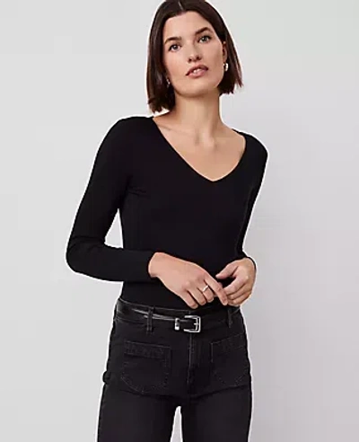 Ann Taylor Wide V-neck Top In Black