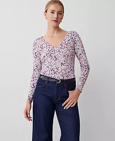 Ann Taylor Wide V-neck Top In Lilac
