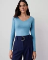 Ann Taylor Wide V-neck Top In Pristine Aqua