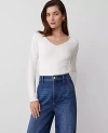 Ann Taylor Wide V-neck Top In Winter White