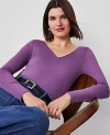 Ann Taylor Wide V-neck Top In Wisteria Shadow