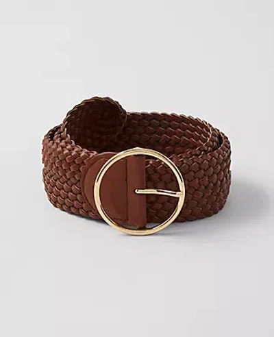Ann Taylor Wide Woven Belt In Midnight Mahogany