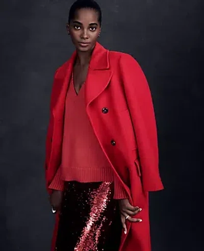 Ann Taylor Wool Blend Peacoat In Iconic Red