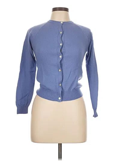 Pre-owned Ann Taylor Wool Cardigan Sweater In Blue