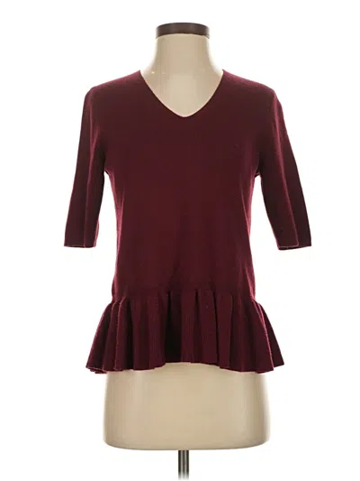 Pre-owned Ann Taylor Wool Cardigan Sweater In Burgundy