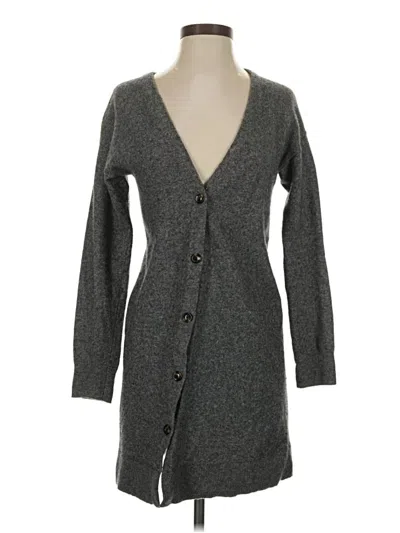 Pre-owned Ann Taylor Wool Cardigan Sweater In Gray