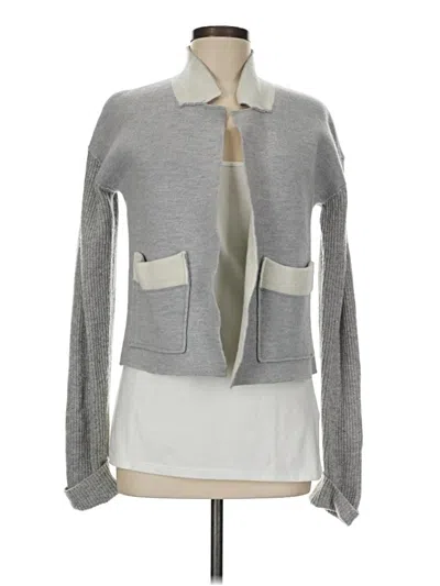 Pre-owned Ann Taylor Wool Cardigan Sweater In Gray