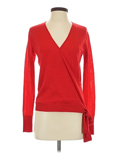 Pre-owned Ann Taylor Wool Cardigan Sweater In Red