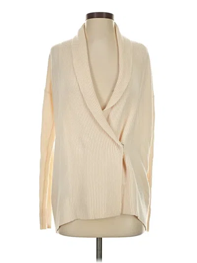 Pre-owned Ann Taylor Wool Cardigan Sweater In White