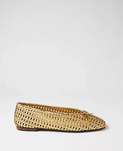 Ann Taylor Woven Bow Ballet Flat In Gold