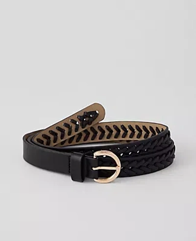 Ann Taylor Woven Leather Belt In Black