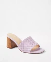 Ann Taylor Woven Leather Block Heel Sandals In Lavender Latte