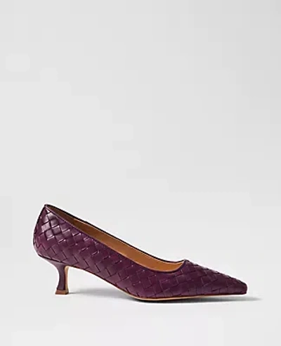 Ann Taylor Woven Nip Toe Kitten Heel Pumps In Purple