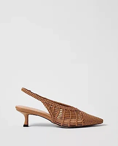 Ann Taylor Woven Nip Toe Slingback Pumps In Brown