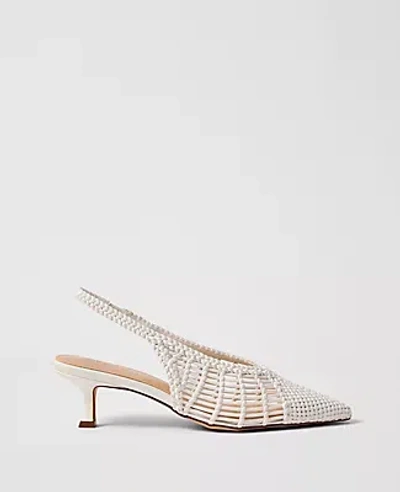 Ann Taylor Woven Nip Toe Slingback Pumps In White