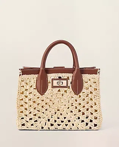 Ann Taylor Woven Straw Tote In Brown