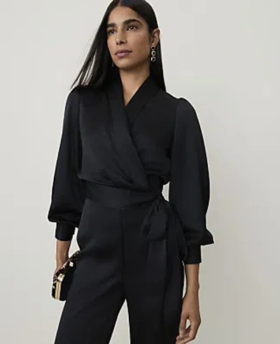 Ann Taylor Wrap Blouse In Black