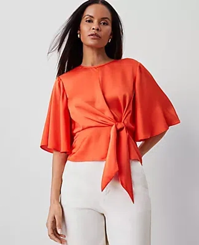 Ann Taylor Wrap Blouse In Deep Flame Orange