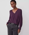 Ann Taylor Wrap Popover Top In Purple Moon
