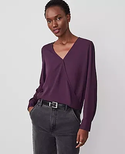 Ann Taylor Wrap Popover Top In Purple Moon