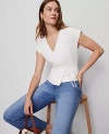 Ann Taylor Wrap Tie Waist Blouse In White