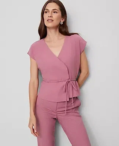 Ann Taylor Wrap Tie Waist Blouse In Pink