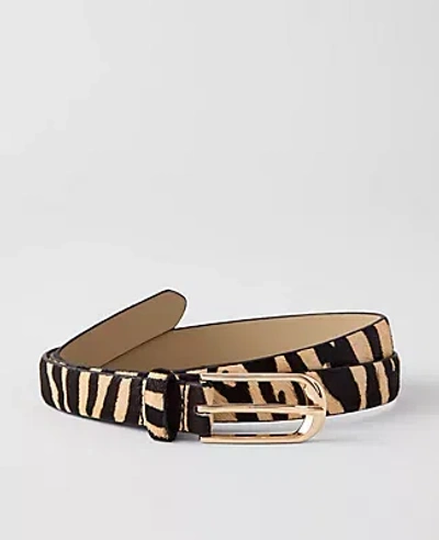 Ann Taylor Zebra Print Calf Hair Belt In Black