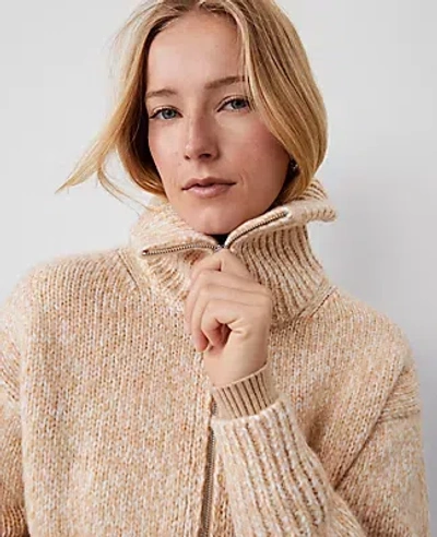 Ann Taylor Zip Bomber Jacket In Camel Multi
