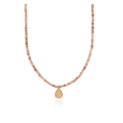 Anna Beck Beaded Pink Opal Drop Pendant Necklace In Gold