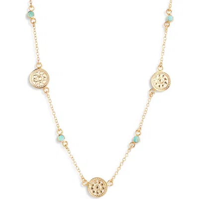Anna Beck Blue Turquoise Station Necklace In Gold