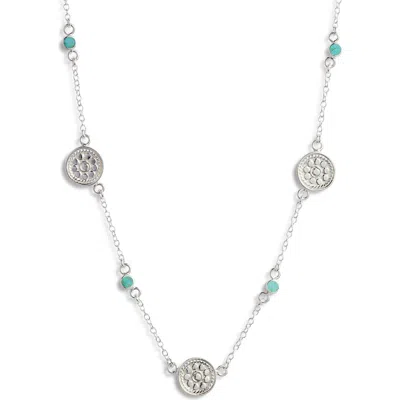 Anna Beck Blue Turquoise Station Necklace In Silver