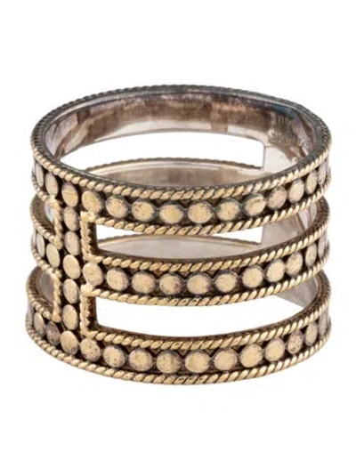Pre-owned Anna Beck Classic Triple Bar Band Ring In Multicolor