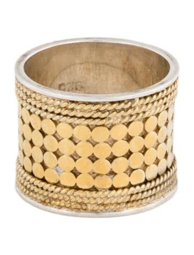 Pre-owned Anna Beck Classic Two Tone Band Ring In Multi
