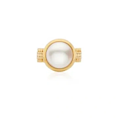 Anna Beck Coin Pearl Scalloped Cocktail Ring In Gold